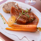Pluma de Porc Snacké à la crème de Chorizo, Légumes croquants
