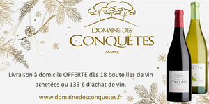 Domaine des Conquêtes à Aniane offre la livraison à domicile dès 18 bouteilles de vin achetées. Domaine des Conquêtes à Aniane offre la livraison à domicile dès 18 bouteilles de vin achetées.